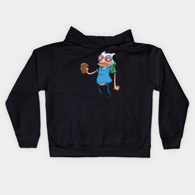 Finn before coffee Kids Hoodie by idrawcartoons